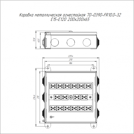 Коробка металлическая огнестойкая 70-0390-FR10.0-32 E15-E120 RAL2003 200x200x65 (4 шт/кор) Промрукав
