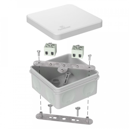 Коробка огнестойкая для о/п двухкомпонентная 60-0210-FR2.5-4 Е15-Е120 RAL7035 80х80х40 Промрукав